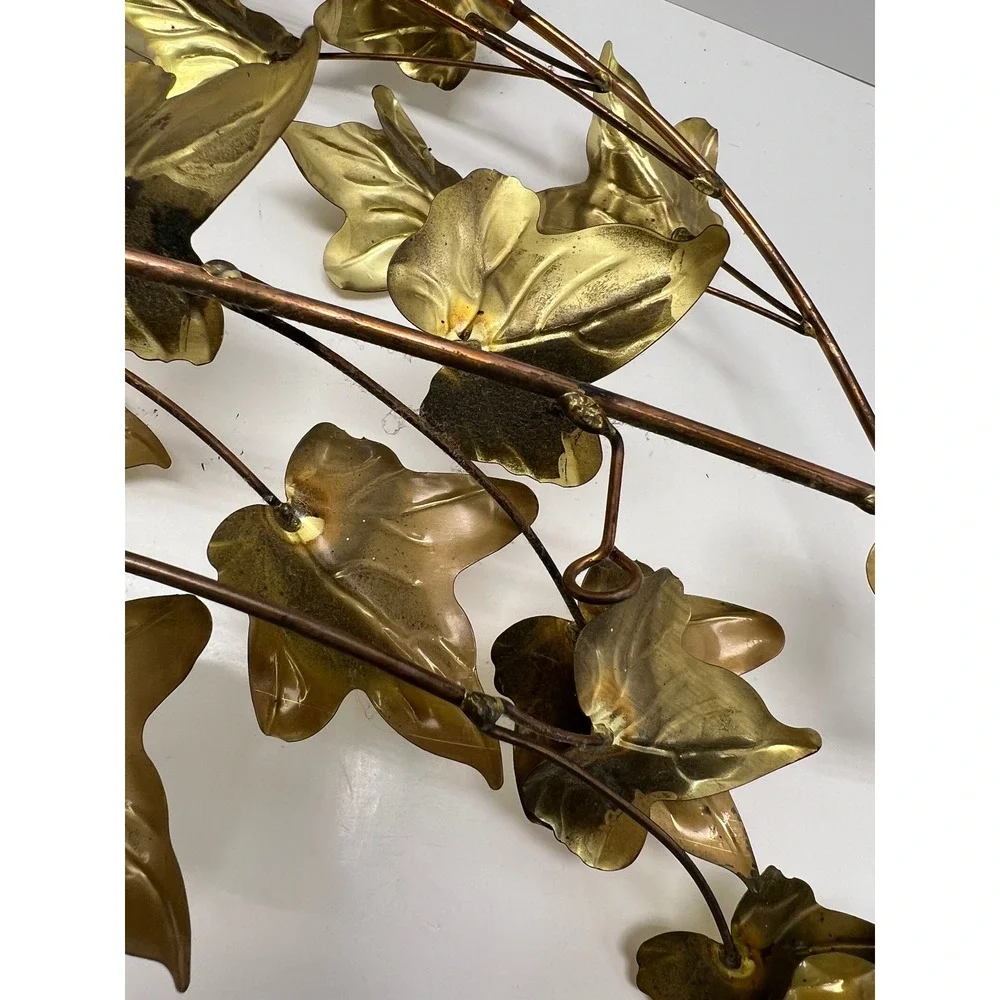Vintage Brass Ivy Leaf Wall Art Set 2 Gold Mid Century Modern Botanical Decor‎